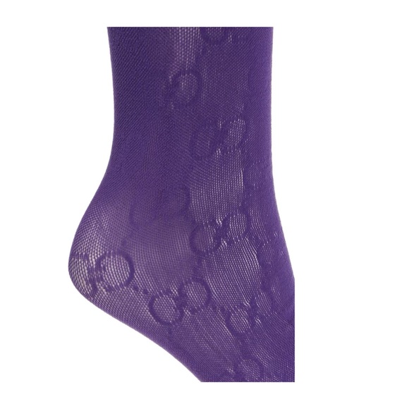 NWT GUCCI SYNTHETIC SOCKS WITH DOUBLE G LOGO IN PURPLE - Picture 2 of 4